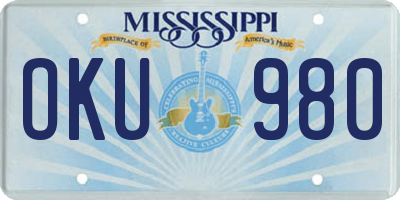 MS license plate OKU980