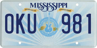 MS license plate OKU981