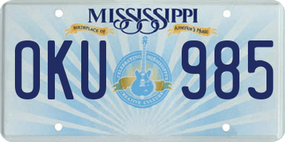 MS license plate OKU985