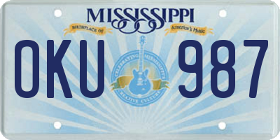 MS license plate OKU987