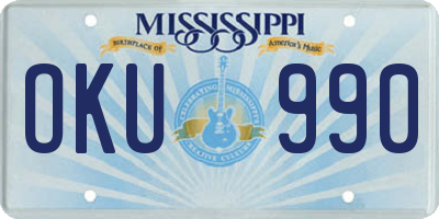 MS license plate OKU990