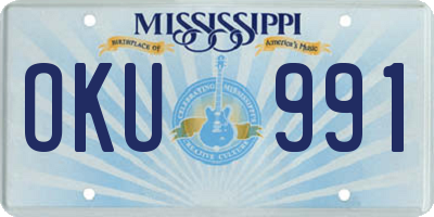 MS license plate OKU991