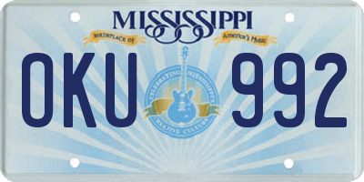 MS license plate OKU992