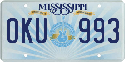 MS license plate OKU993