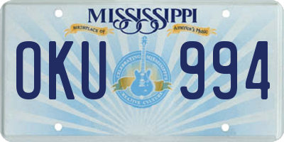 MS license plate OKU994