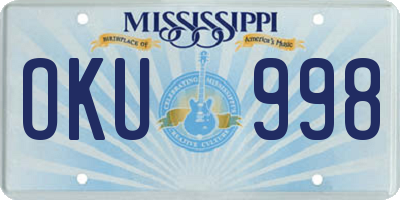 MS license plate OKU998