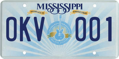 MS license plate OKV001