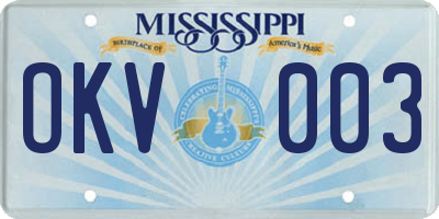 MS license plate OKV003