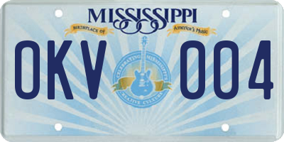 MS license plate OKV004