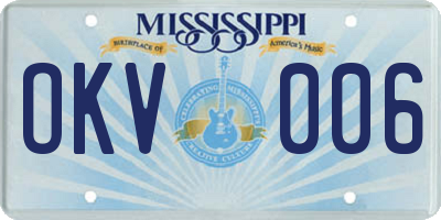 MS license plate OKV006