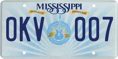 MS license plate OKV007
