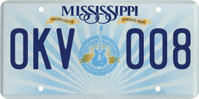 MS license plate OKV008