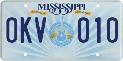 MS license plate OKV010