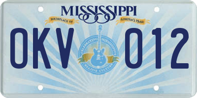 MS license plate OKV012