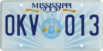 MS license plate OKV013
