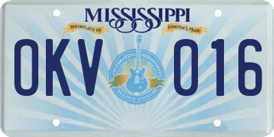 MS license plate OKV016