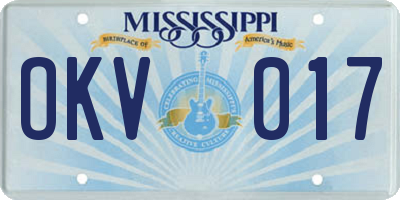 MS license plate OKV017