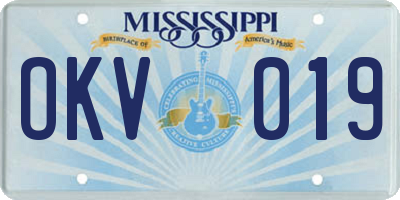MS license plate OKV019