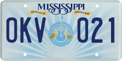 MS license plate OKV021