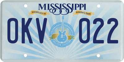 MS license plate OKV022