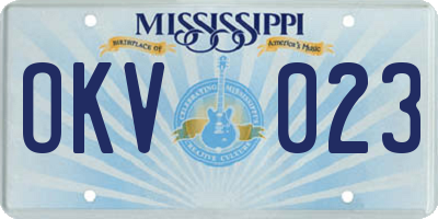 MS license plate OKV023