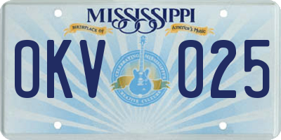 MS license plate OKV025