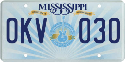 MS license plate OKV030