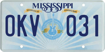 MS license plate OKV031