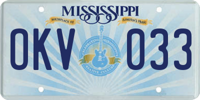 MS license plate OKV033