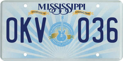 MS license plate OKV036