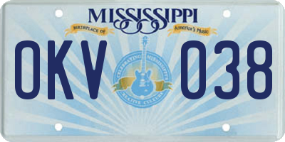 MS license plate OKV038
