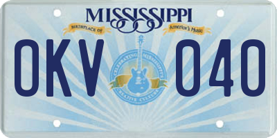 MS license plate OKV040