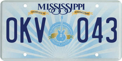 MS license plate OKV043