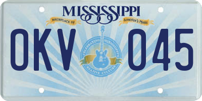 MS license plate OKV045