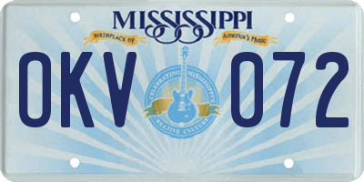 MS license plate OKV072