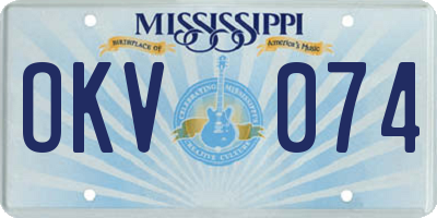 MS license plate OKV074