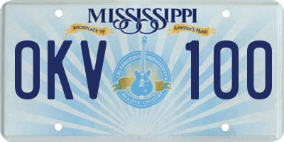 MS license plate OKV100