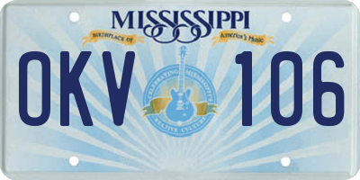MS license plate OKV106