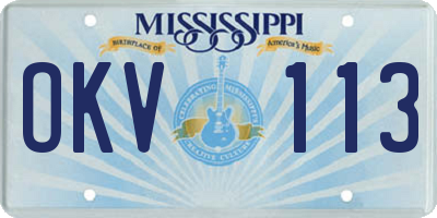 MS license plate OKV113