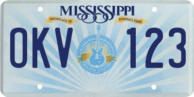 MS license plate OKV123