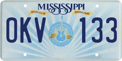 MS license plate OKV133