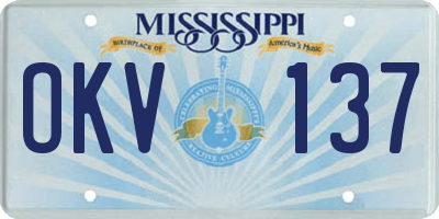 MS license plate OKV137