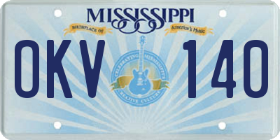 MS license plate OKV140
