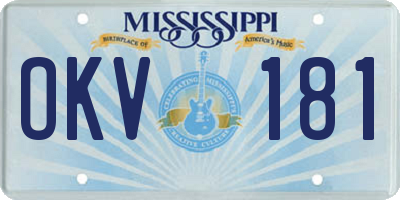 MS license plate OKV181