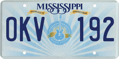 MS license plate OKV192