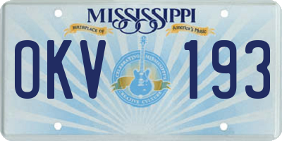 MS license plate OKV193