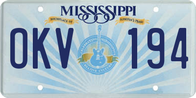 MS license plate OKV194