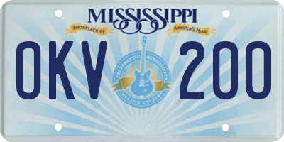 MS license plate OKV200