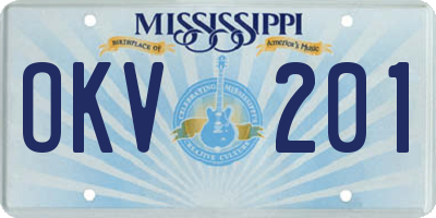 MS license plate OKV201