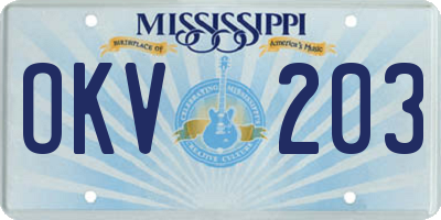 MS license plate OKV203